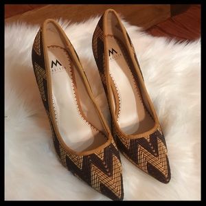 Chevron Heels!  Tan/Brown.  Never worn - Size 7